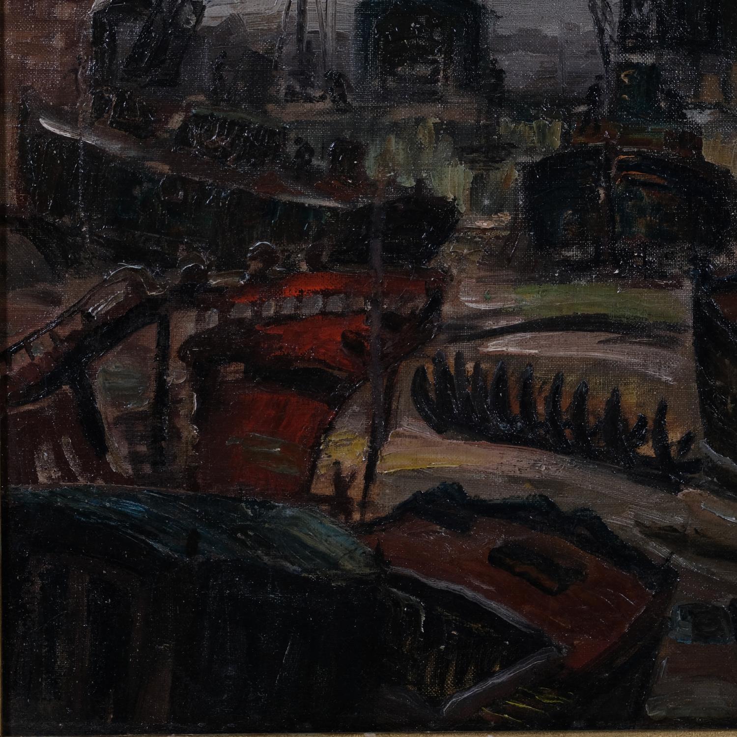 Sydney Joseph Iredale (1896 - 1967), boatyard scene, oil on board, 40cm x 50cm, framed Good - Image 2 of 4