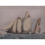 Clipper ship at full sail, 19th century watercolour, unsigned, 18cm x 24cm, framed Slight paper