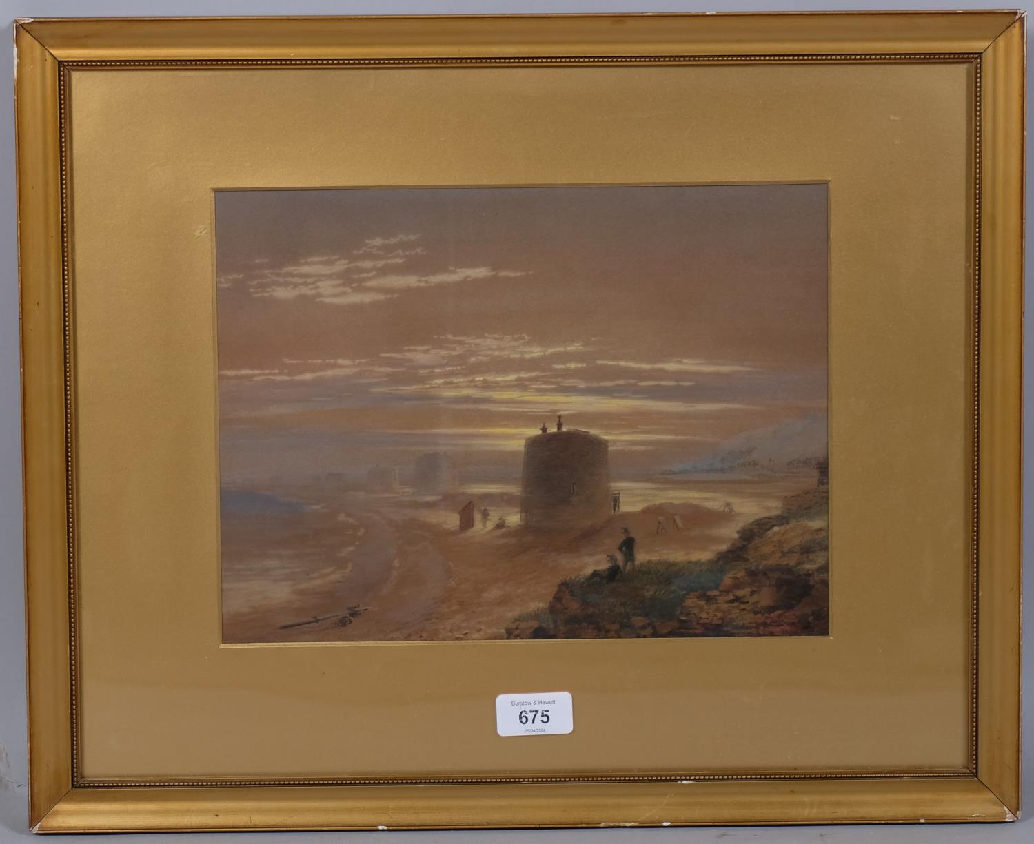 Attributed to Charles Bentley (1806 - 1854), Martello Towers on the coast, watercolour, unsigned, - Image 2 of 4