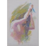 Helen Kask, nude study, coloured pastel, signed, 25cm x 17cm, framed