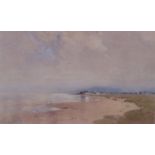 Fred Tucker (active 1860 - 1935), shore scene, Dumfries, watercolour, signed with original label