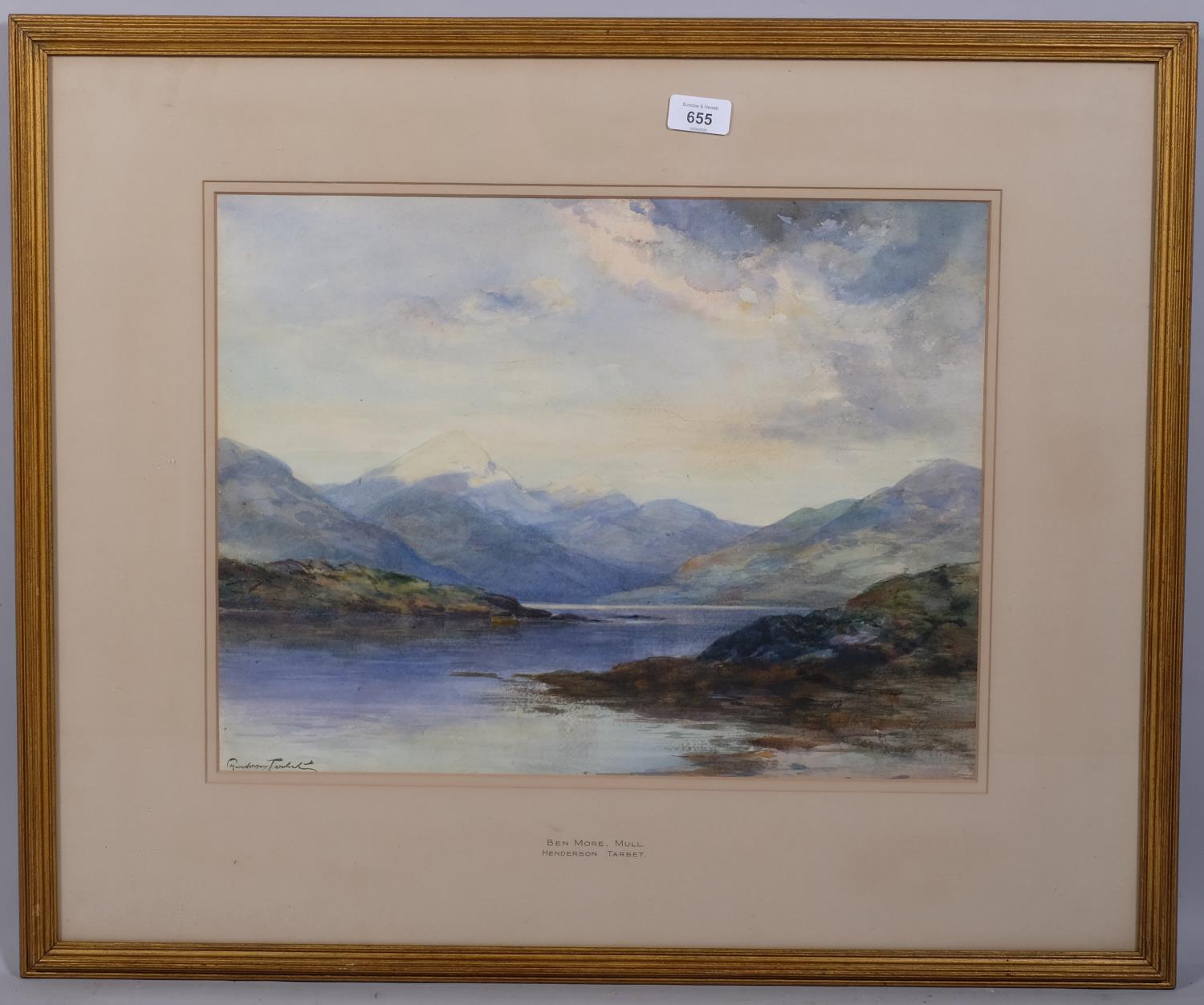 Henderson Tarbet, Ben More, Mull, watercolour, signed, 36cm x 48cm, framed Good condition, mount - Image 2 of 4