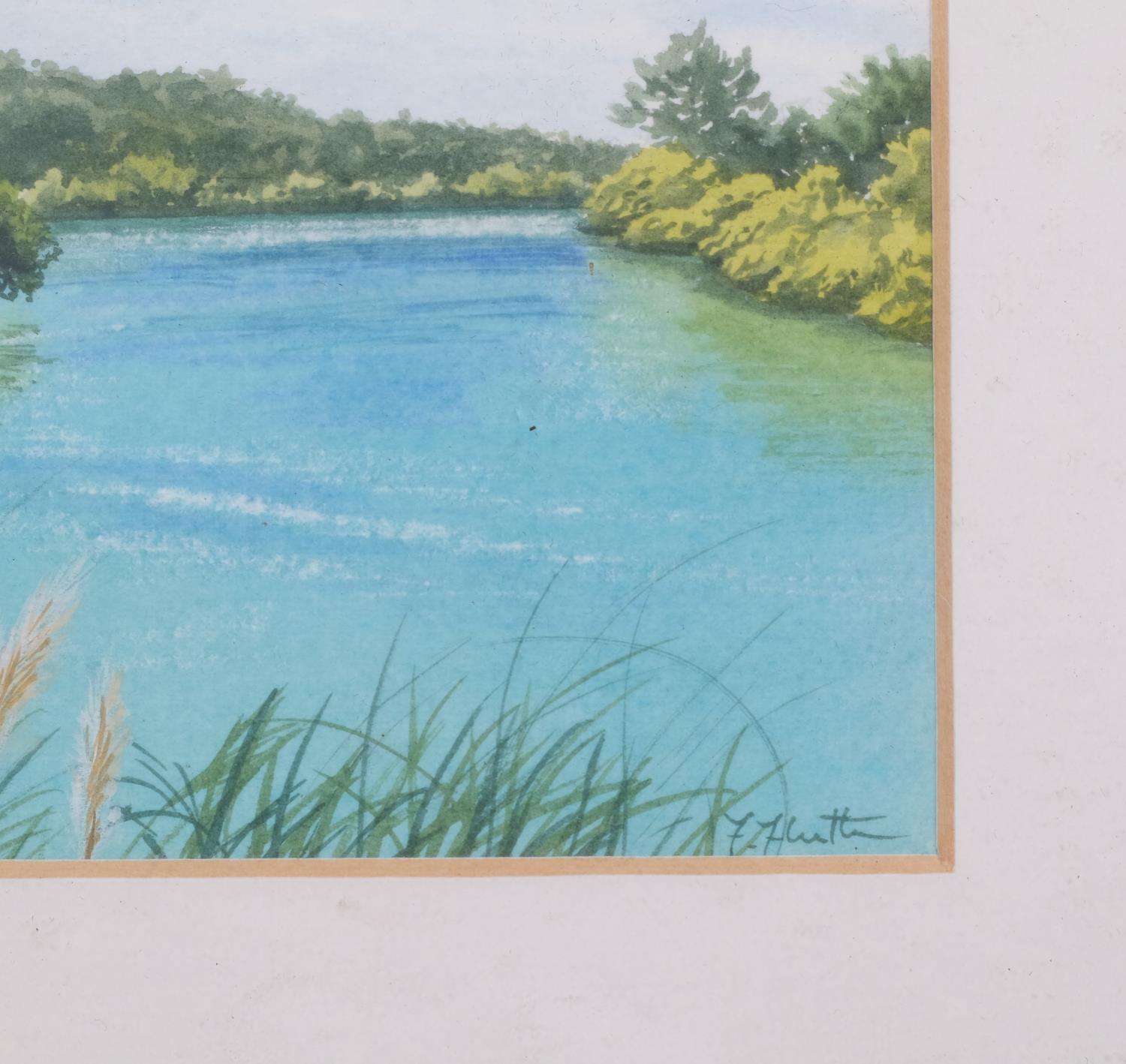 Felicity Flutter, 3 lakes scenes, watercolours, signed, largest 12cm x 20cm, framed (3) Good - Image 4 of 4