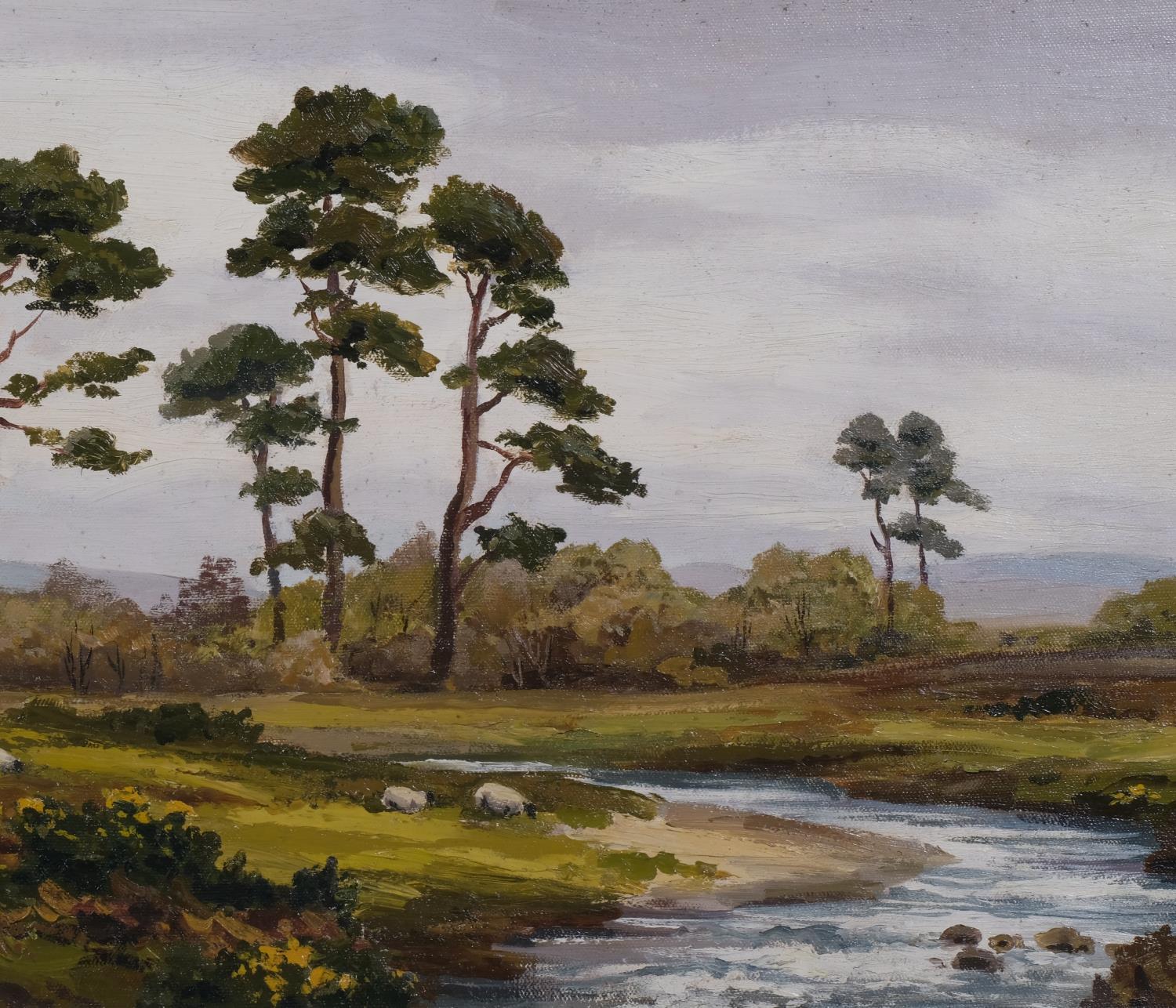 Robert Egginton (Irish, born 1843), riverside landscape, oil on canvas board, signed, 36cm x 74cm, - Image 2 of 4