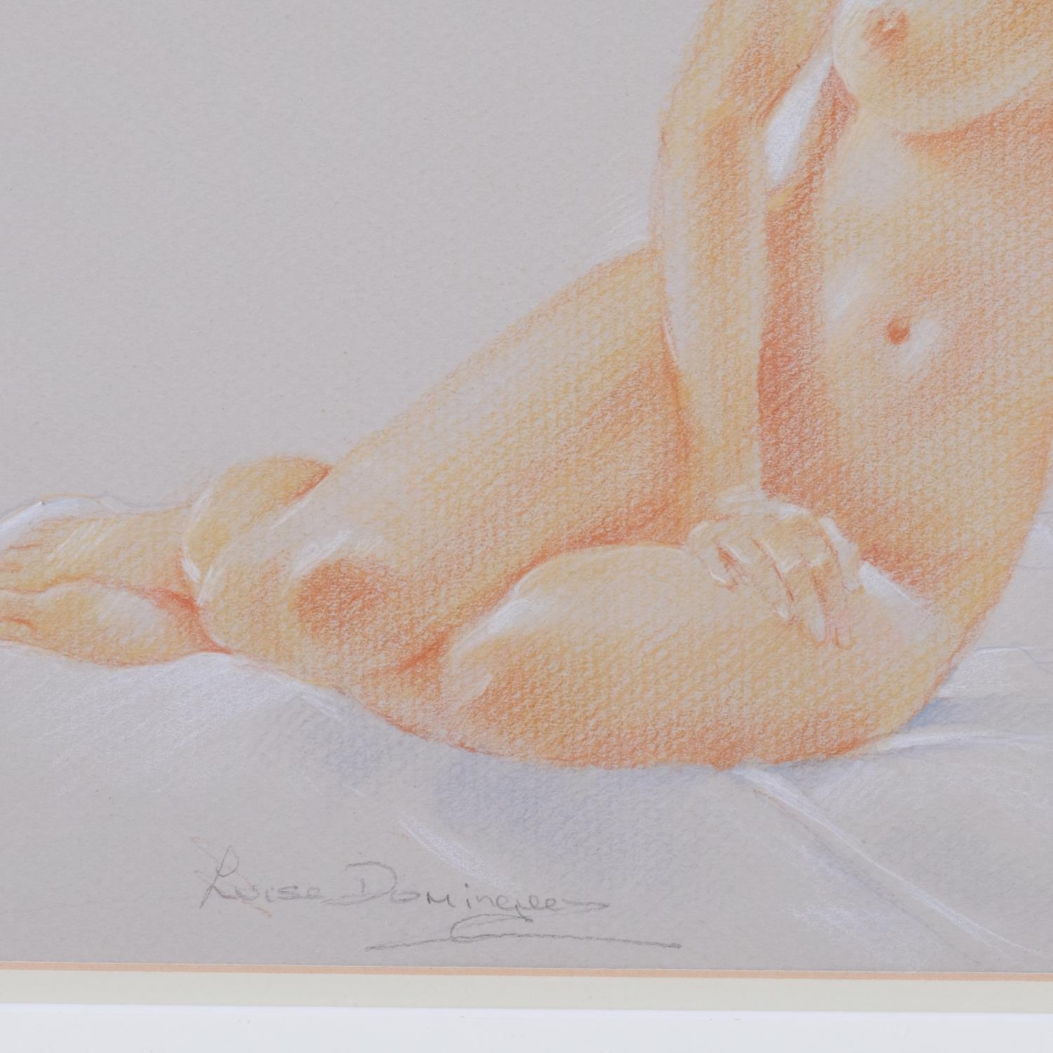 Luisa Dominguez, nude life study Isabel, coloured pastels on paper, signed, 25cm x 25cm, framed Good - Image 3 of 4