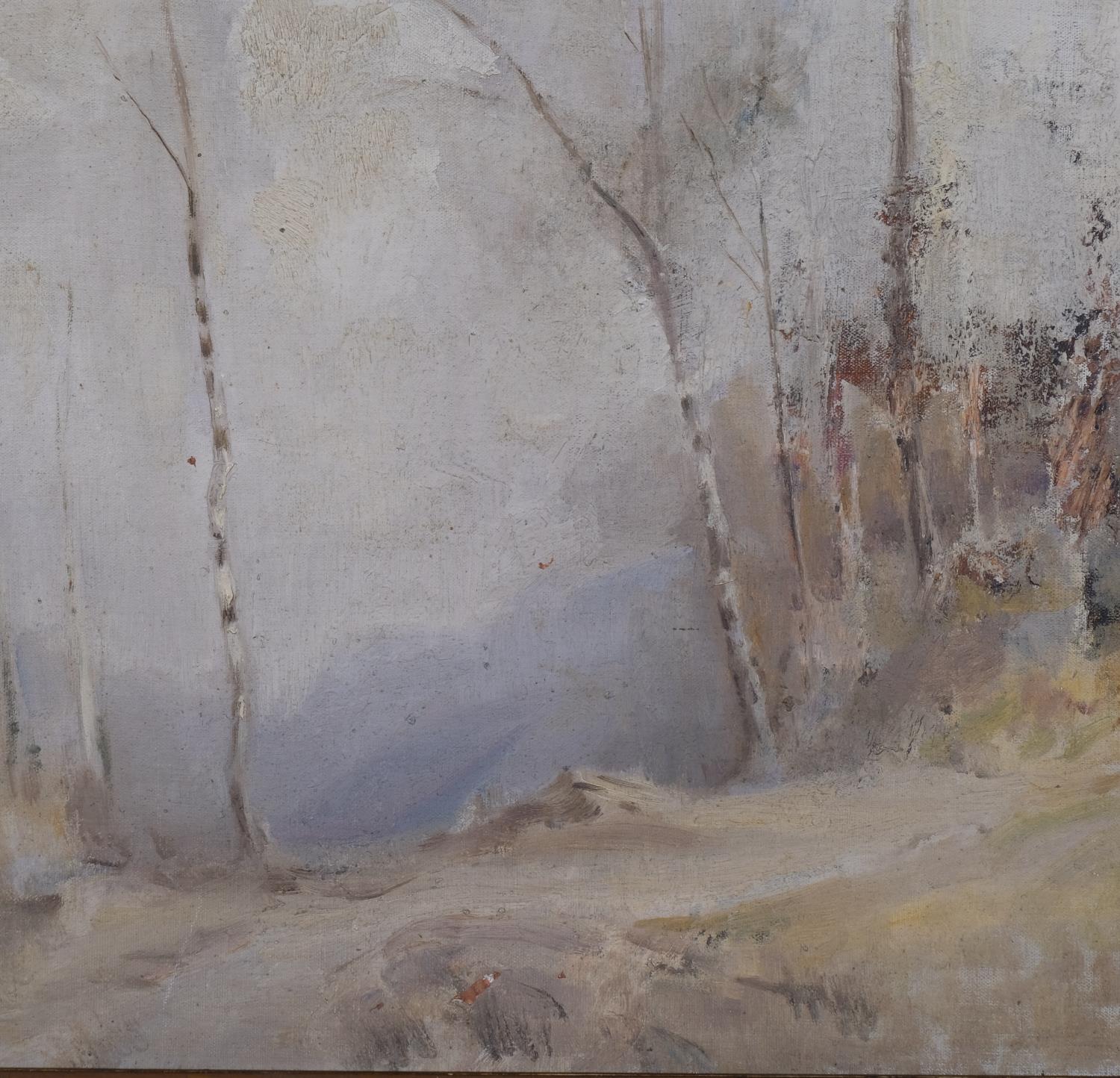 Impressionist woodland scene, mid-20th century oil on board, unsigned, 28cm x 39cm, framed Board - Image 2 of 4