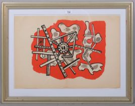 Fernand Leger, abstract composition, original lithograph, 1949, Galerie Maeght issue, sheet 38cm x