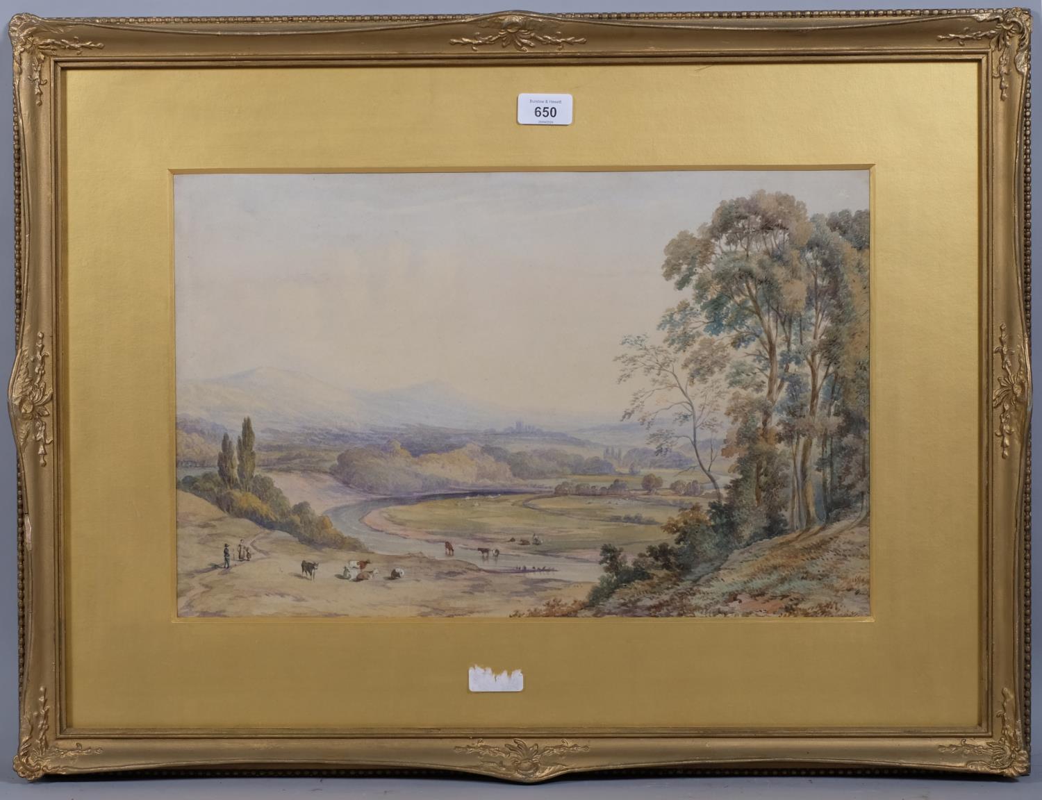 Early 19th century English School, extensive valley landscape, watercolour, unsigned, 31cm x 49cm, - Image 2 of 4