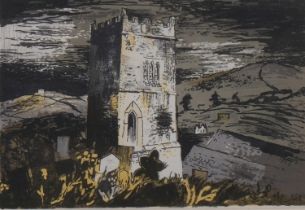 John Piper (1903-1992), original lithograph in colours on paper, Talland Church, Cornwall, from