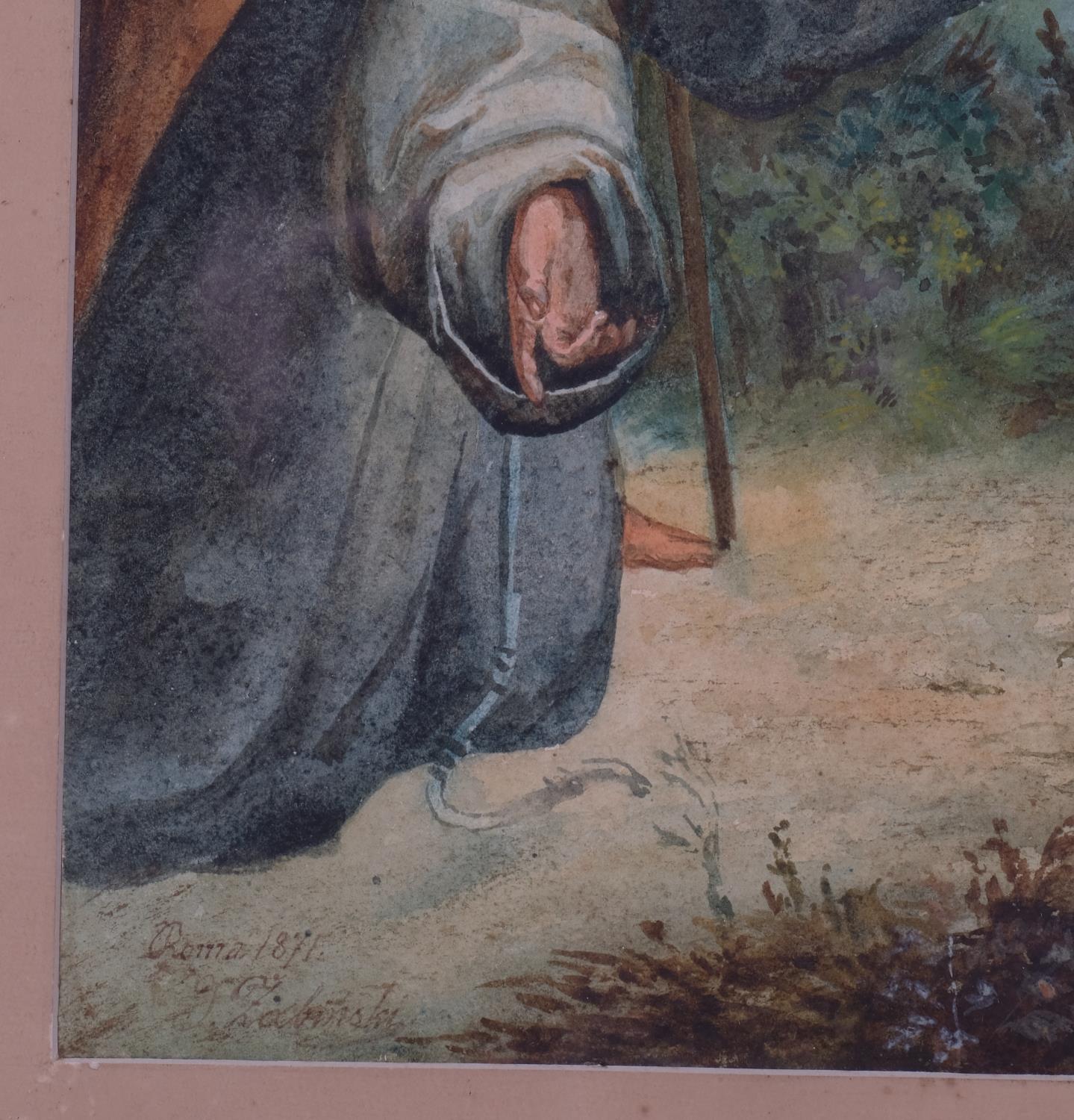 Religious group study, Italian 19th century watercolour, indistinctly signed Zabinski?, inscribed - Image 3 of 4