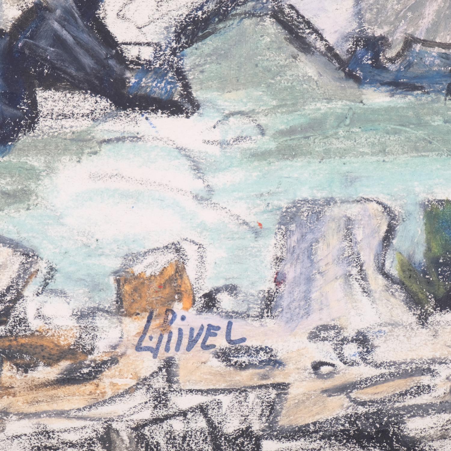 Lucie Rivel (1910 - 1991), abstract composition, mixed media on paper, signed, 22cm x 27cm, unframed - Image 3 of 4