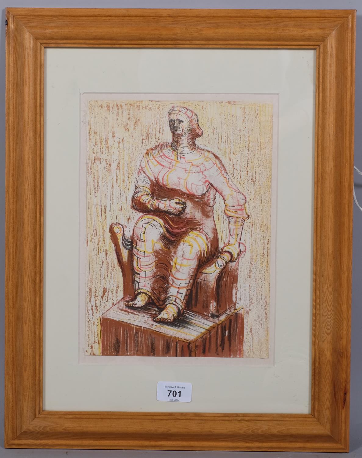 Henry Moore, seated figure, 1950, plastic plate specimen printing, lithograph by WS Cowell, image - Image 2 of 4
