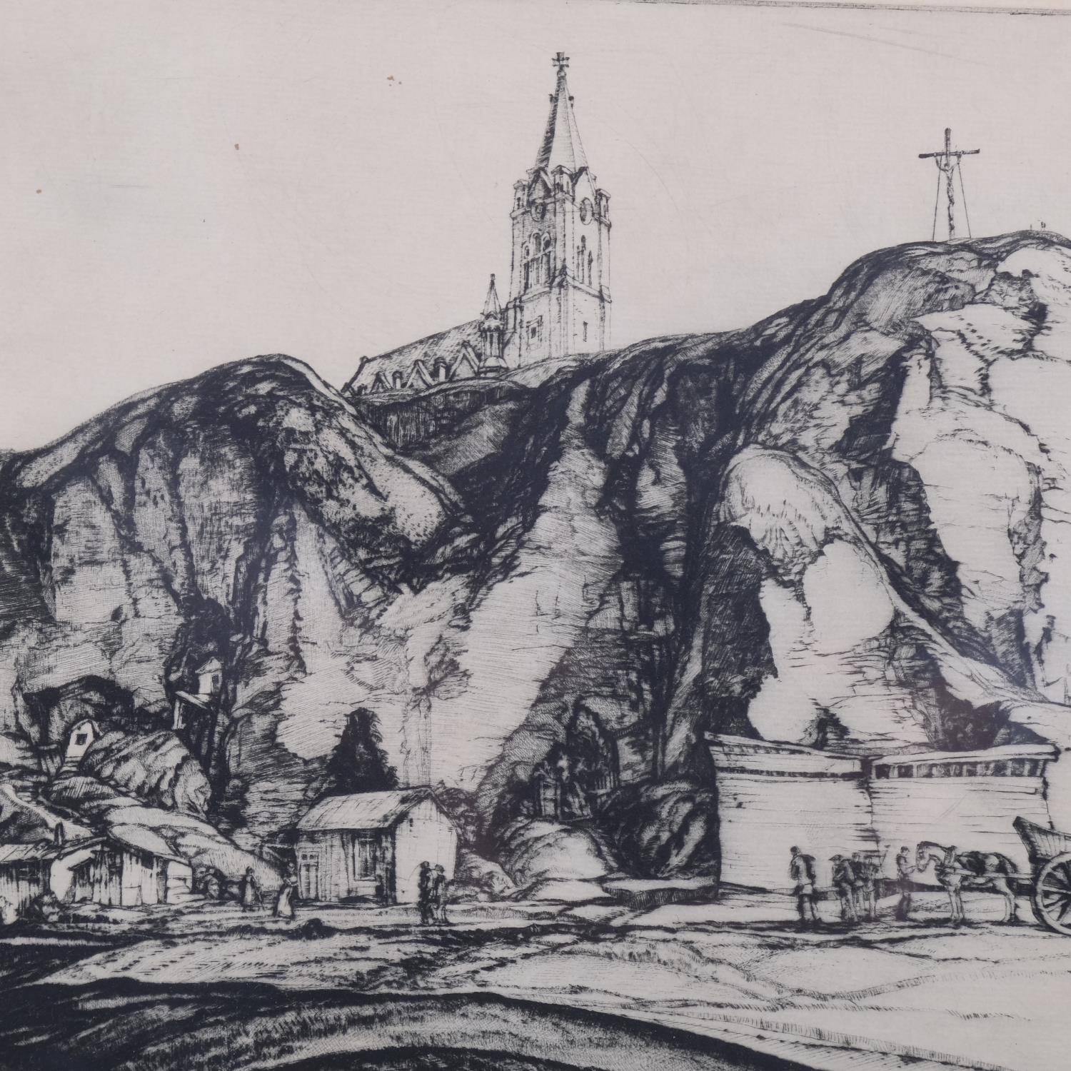E Owen Jennings, quarry, etching, signed in pencil, plate 21cm x 26cm, framed Slight paper - Image 2 of 4