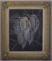 J Blundell, common sand flea, tempera on card, signed and dated 1961, 34cm x 27cm, framed Good