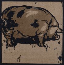 William Nicholson (1872-1949), lithograph in colours on paper, The Learned Pig, from The Square Book