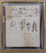 POLITICAL INTEREST - a sheet of character sketches of politicians, drawn on a House Of Commons