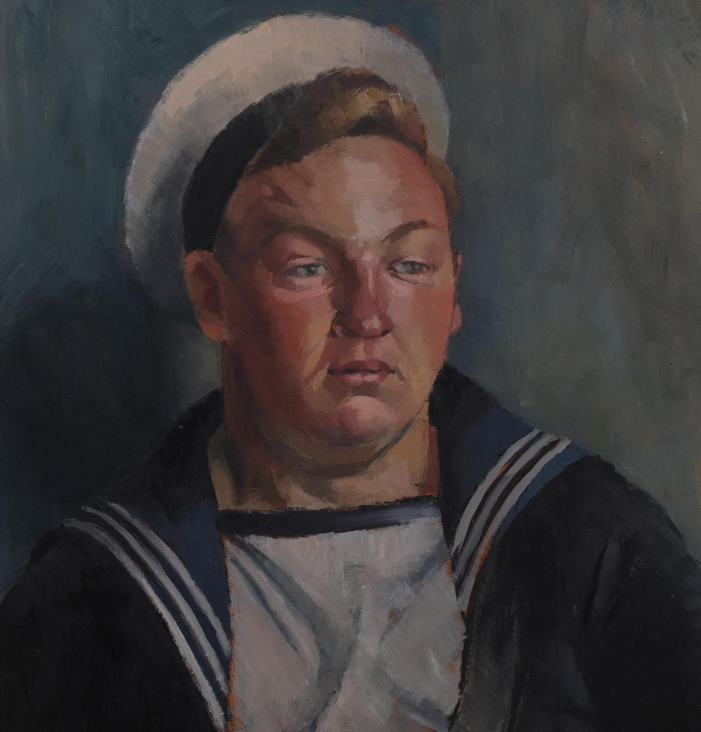 Gerald French, portrait of a sailor, oil on board, signed and dated '53, 60cm x 37cm, framed Good - Image 2 of 4