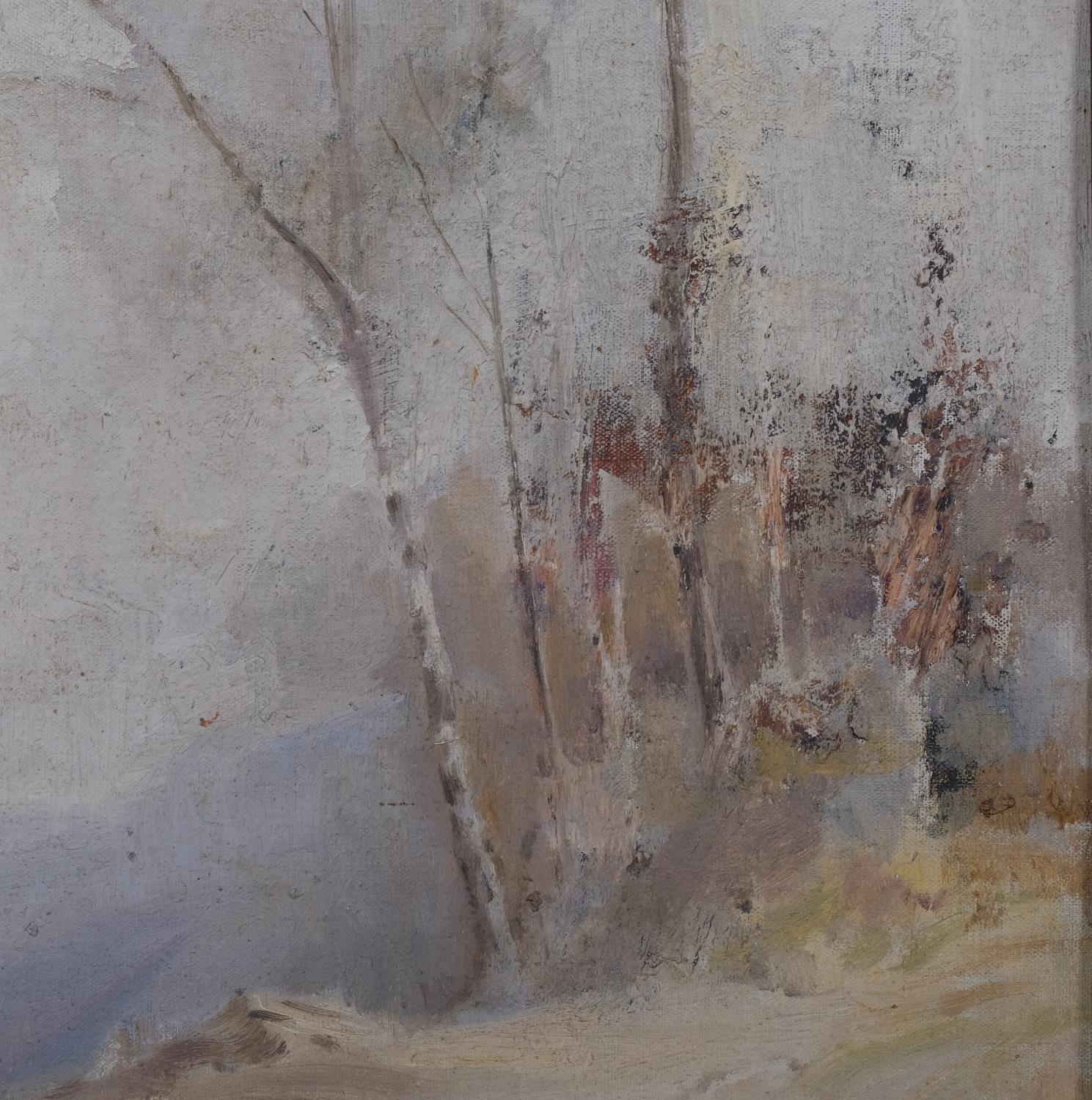 Impressionist woodland scene, mid-20th century oil on board, unsigned, 28cm x 39cm, framed Board - Image 3 of 4