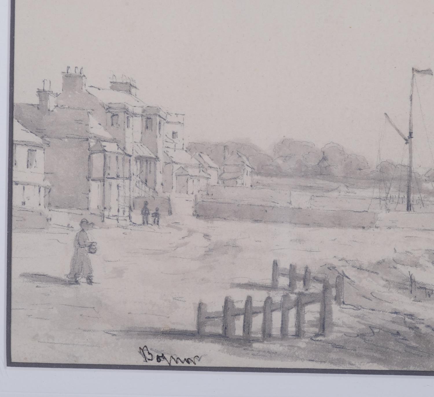 Pair of 19th century ink and wash drawings, scenes at Petworth and Weymouth, unsigned, 14cm x - Image 4 of 4