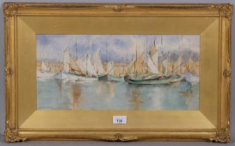 Early Twentieth Century Continental School, watercolour on paper, Yachts in Harbour, signed