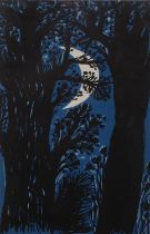 John Craxton (1922-2009), original lithograph on paper, Moon in Trees, from The Poet’s Eye, 20cm x