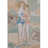 Marcel Vertes, Romance, lithograph circa 1950, signed in pencil, image 24cm x 17cm, framed Good