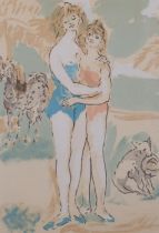 Marcel Vertes, Romance, lithograph circa 1950, signed in pencil, image 24cm x 17cm, framed Good