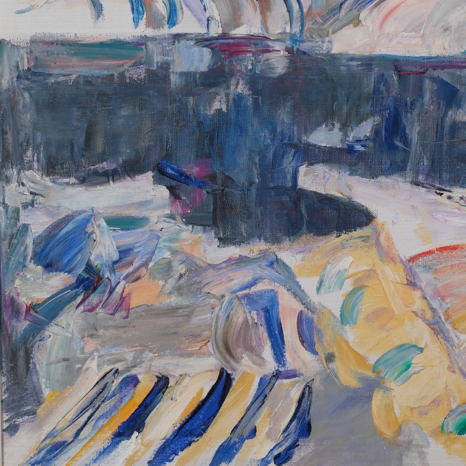 Gunnar Nordstrom, abstract winter landscape, oil on canvas, signed, 60cm x 73cm, framed Good - Image 2 of 4