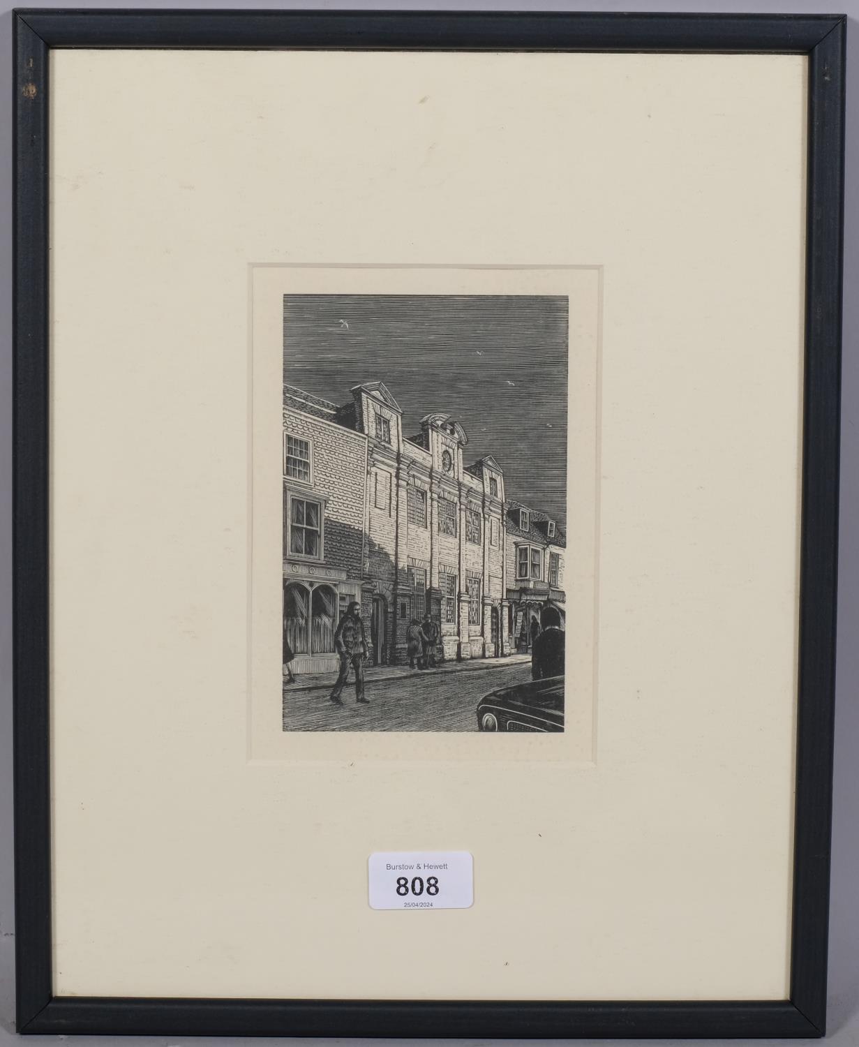 Michael Renton (1934 - 2000), Old Grammar School Rye, wood engraving, image 16cm x 10cm, framed Good - Image 2 of 4
