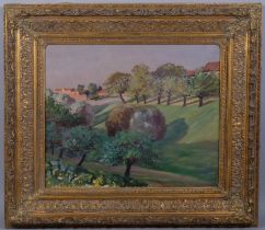 Impressionist farm landscape, early 20th century Continental oil on canvas, unsigned, 46cm x 56cm,