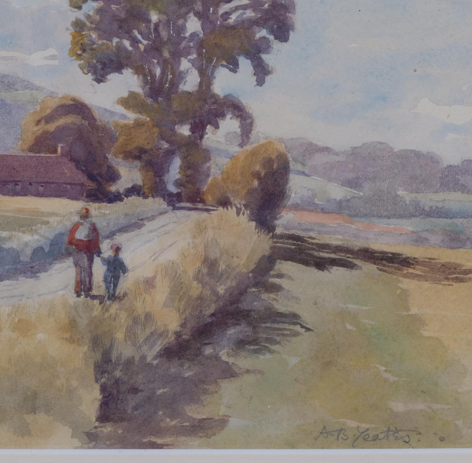Alfred Bowman Yeates (1867 - 1944), Malling Farm Lewes 1930, watercolour, signed, 21cm x 29cm, - Image 3 of 4