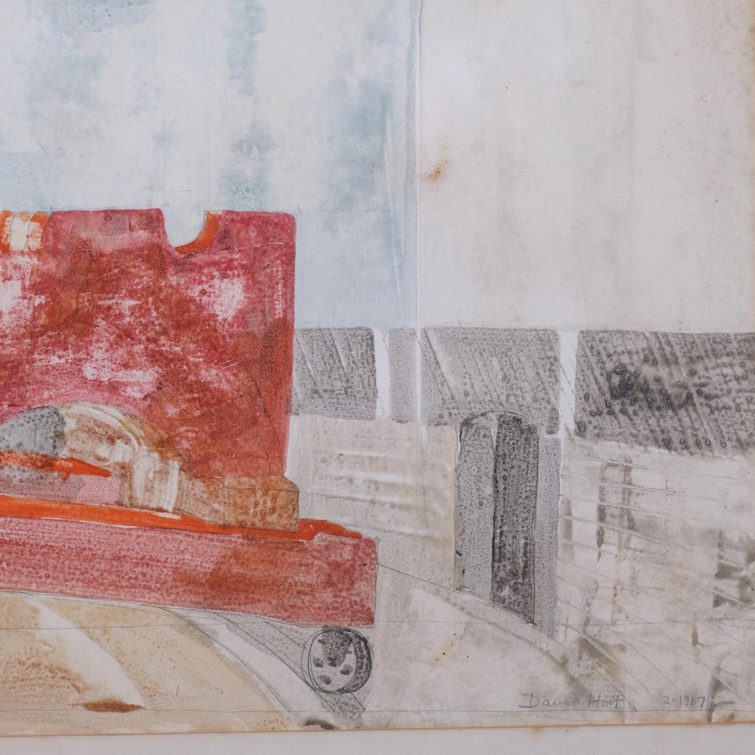 David Holt, abstract composition, mid-20th century watercolour, signed and dated 1967, 30cm x - Image 3 of 4