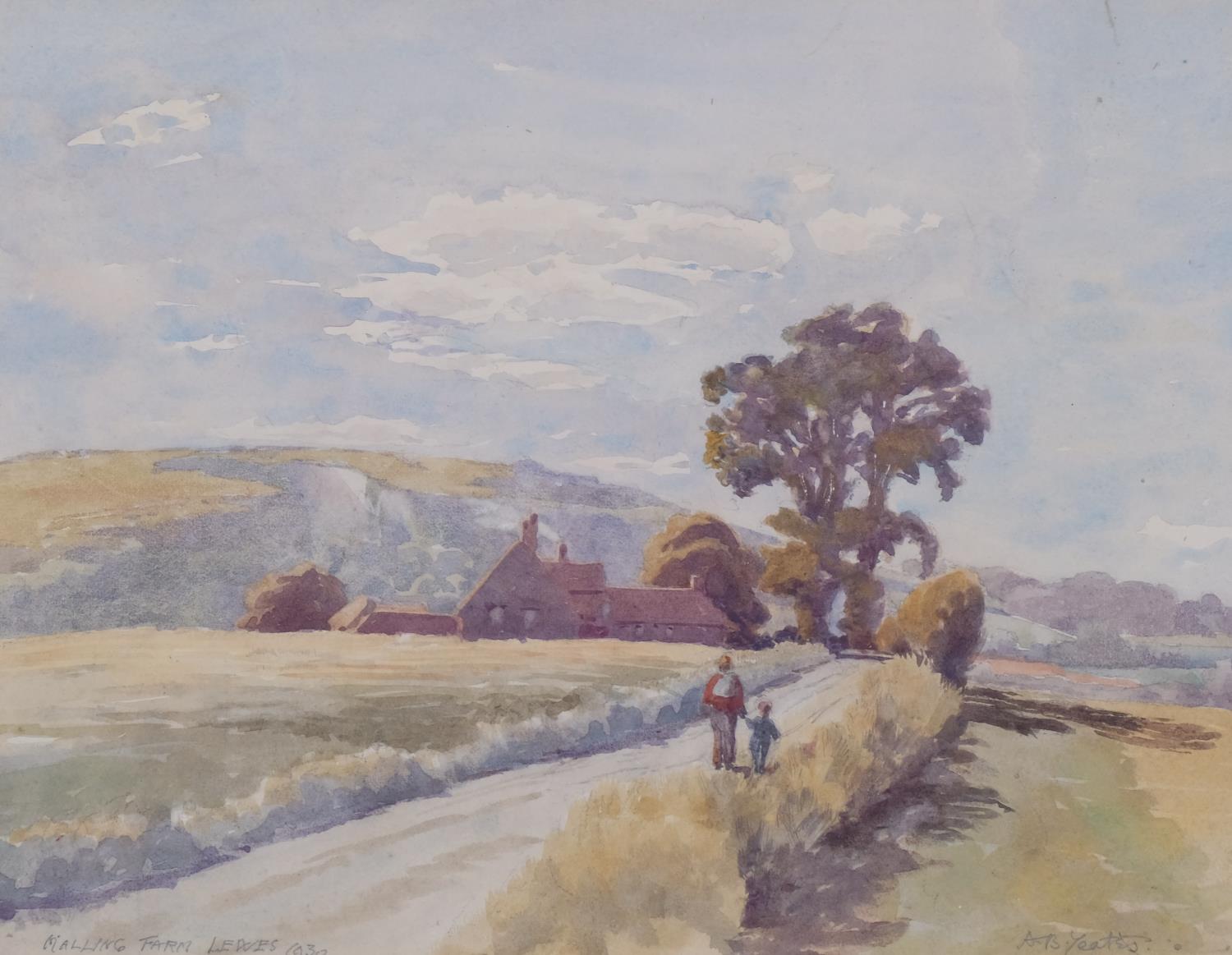 Alfred Bowman Yeates (1867 - 1944), Malling Farm Lewes 1930, watercolour, signed, 21cm x 29cm,