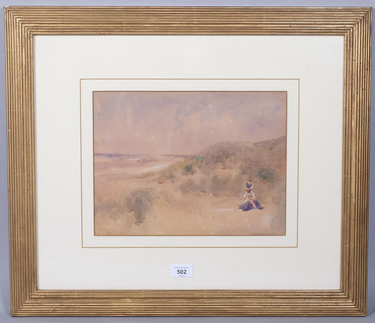 Mary Sophie Ludlow, landscape near Climping Sussex, watercolour, signed, 24cm x 31cm, framed Even - Image 2 of 4