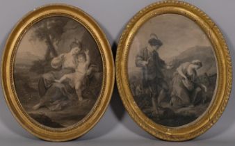 4 various 18th century oval engravings, framed (4)
