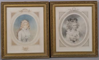 4 portraits of Gainsborough ladies, engravings, published 1908, framed, overall frame dimensions