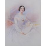 Attributed to Octavius Oakley RWS (1800 - 1867), portrait of a lady, watercolour, unsigned, 44cm x