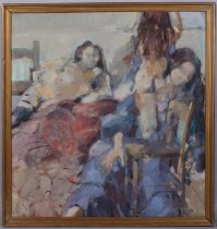 Impressionist nude life studies, mid-20th century oil on board, signed with initials EM, 75cm x