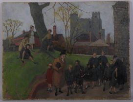 Frank Dobson (1888 - 1963), Rochester Sunday School, oil on canvas, 70cm x 91cm, unframed Good