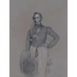 John Noah Gosset, military portrait, charcoal on paper, 26cm x 20cm, mounted Even paper