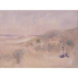 Mary Sophie Ludlow, landscape near Climping Sussex, watercolour, signed, 24cm x 31cm, framed Even