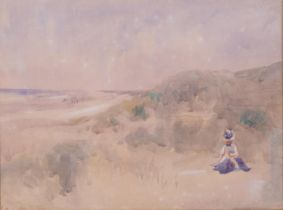 Mary Sophie Ludlow, landscape near Climping Sussex, watercolour, signed, 24cm x 31cm, framed Even