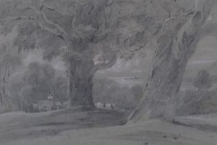 Timber workers in wooded landscape, 19th century pencil/chalk on paper, unsigned, 20cm x 30cm,