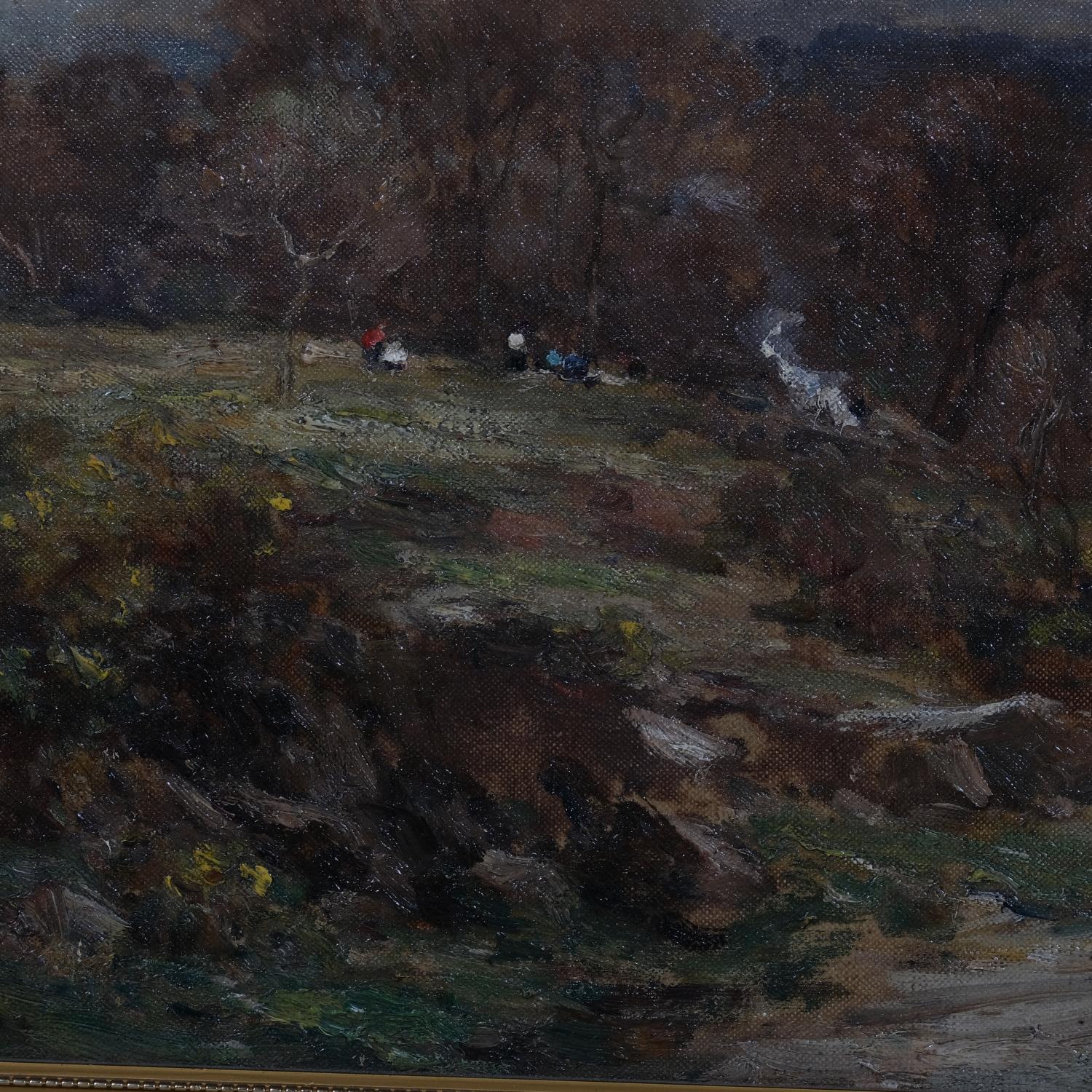 Owen Bowen ROI (1873 - 1967), landscape view towards Edinburgh, oil on canvas, signed, 35cm x - Image 2 of 4