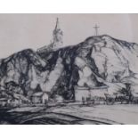 E Owen Jennings, quarry, etching, signed in pencil, plate 21cm x 26cm, framed Slight paper