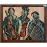 Antonio Gras, study of musicians, oil on canvas, signed and dated 1992, 41cm x 51cm, framed Good