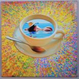 Nik Tod, The Woman In Your Coffee, mixed media with acrylic paints, 2017, 80cm x 80cm, unframed,