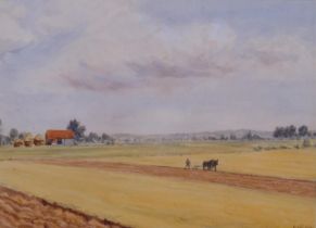 Adrian Waterlow, pair of farm landscapes, watercolours, signed with monogram, 1930, 25cm x 35cm,