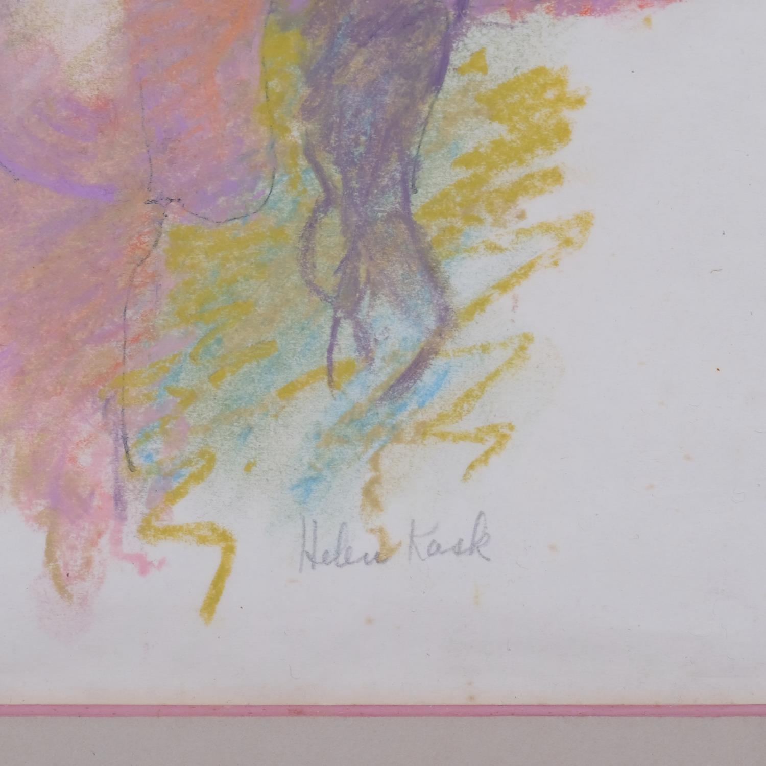 Helen Kask, nude study, coloured pastel, signed, 25cm x 17cm, framed - Image 3 of 4