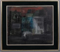 Gordon, abstract town scene, mid-20th century oil on canvas, signed and dated '61, 51cm x 61cm,